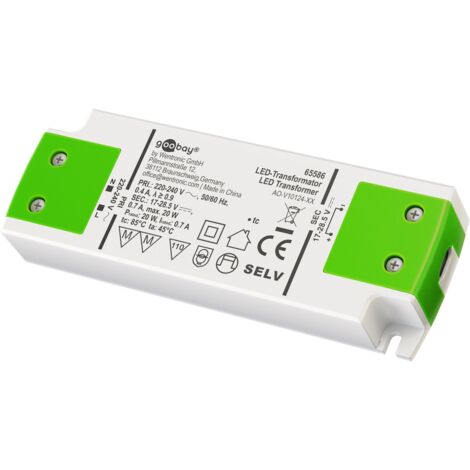 Transformateur LED à Courant Constant 700 mA, 20 W, pour LEDs avec 700 mA de courant constant jusqu'à 20 W de charge totale dans la plage de tension 17-28.5 V (DC). (1/6)