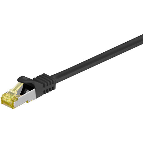 RJ45 Câble Patch, CAT 6A S/FTP (PiMF), 500 MHz, avec CAT 7 Câble Brut, noir, gaine de câble LSZH sans halogène, cuivre, connecteur RJ45 (CAT 6A). Longueur de câble 1.5 m (1/2)