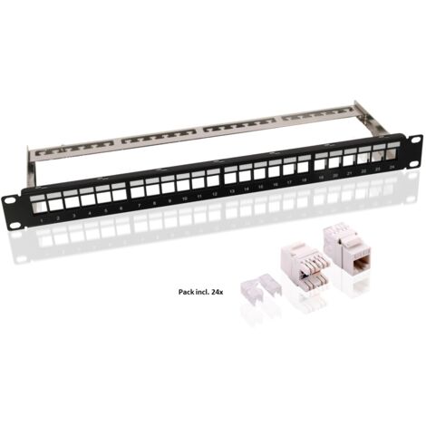 Panneau De Brassage Cat 7, 24 Ports, Panneau De Brassage 19 Pouces Keystone Montage En Rack Montage Serveur Rj45 Blinde Pour Commutateur Reseau Gigabit 92066432