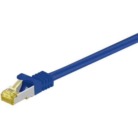 RJ45 Câble Patch, CAT 6A S/FTP (PiMF), 500 MHz, avec CAT 7 Câble Brut, bleu, gaine de câble LSZH sans halogène, cuivre, connecteur RJ45 (CAT 6A). Longueur de câble 0.25 m (1/5)