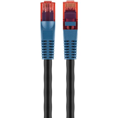 CAT 6 Câble Patch Extérieur, U/UTP, noir, conducteur en aluminium plaqué cuivre (CCA), double gaine extérieure (PE). Longueur de câble 30 m (1/5)