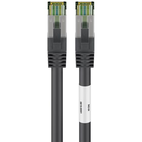 Câble Patch RJ45 (CAT 6A, 500 MHz) avec CAT 8.1 Câble Brut S/FTP, noir, conducteur en cuivre sans oxygène (OFC) à 99,9 %, AWG 24, gaine de câble sans halogène (LSZH). Longueur de câble 7.5 m (1/5)