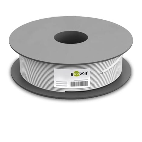 CAT 6 câble réseau, S/FTP (PiMF), blanc, mélange de cuivre CCA pour applications SOHO, AWG 23/1 (solid), PVC. Longueur de câble 100 m