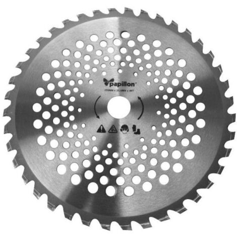 Papillon – Lame de débroussailleuse 40 dents – Largeur de coupe 25 cm – Métal pour coupe précise – Compatible débroussailleuses essence (1/2)