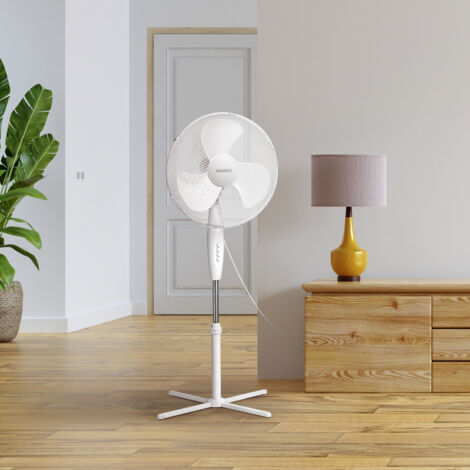TROTEC TVE 300 S Ventilateur Sur Pied - 50 W - Diamètre : 40 Cm - Hauteur Réglable - 3 Niveaux - Oscillation - Design Métallique - Refroidissement à Air Silencieux - Pour Bureau, Chambre Et Salon