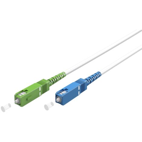 Câble à Fibre Optique (FTTH), Singlemode (OS2) White, blanc (Simplex), 0,5 m, fibre optique, Connecteur SC-APC (8°) Connecteur SC (UPC), gaine de câble sans halogène (LSZH). Longueur de câble 0.5 m (1/4)