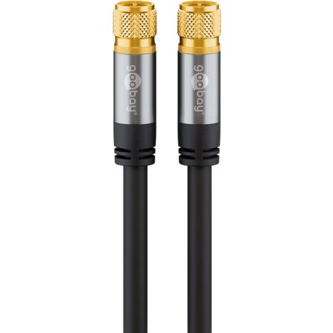 Câble d'Antenne Satellite (135 dB), 4x Blindé, plaqué or, fiche F fiche F. Longueur de câble 1 m (1/5)