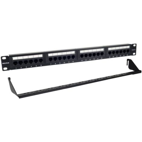 19" PHASAK PU 2424 - Cat. 6, Dual Block, 24 ports, 1U, avec de organisateur de câbles, grande vitesse et installation facile (1/4)