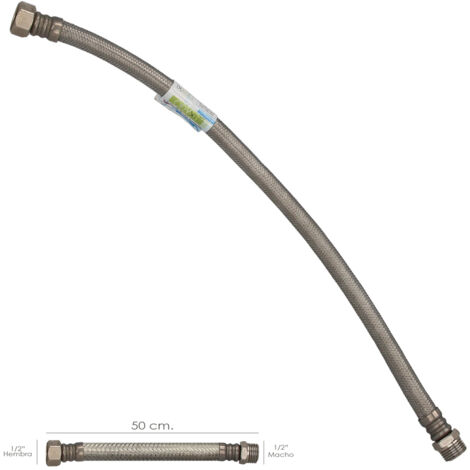 Tuyau Thermo Flexible Renforcé Inox Mâle 1/2" - Femelle 1/2" Longueur 500 mm (1/3)