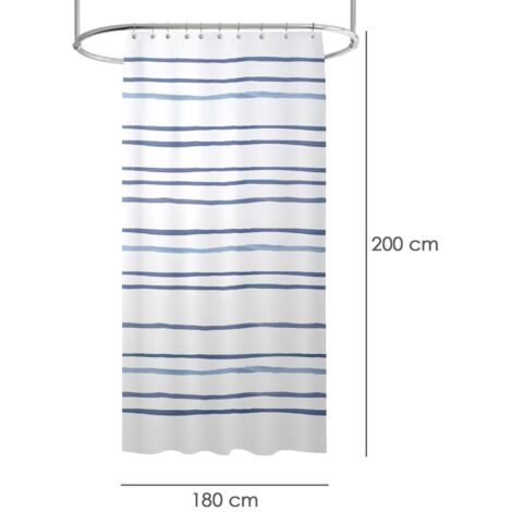 Rideau De Douche Rayures Bleu Vintage - Style Rétro Et Moderne - Imperméable 182 X 183 Cm - Ohocut - 2