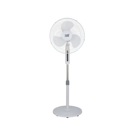 Fabrilamp – Ventilateur sur pied 40W oscillant – 3 vitesses – Hauteur réglable 105-130 cm – 3 pales blanches – Métal et polycarbonate blanc