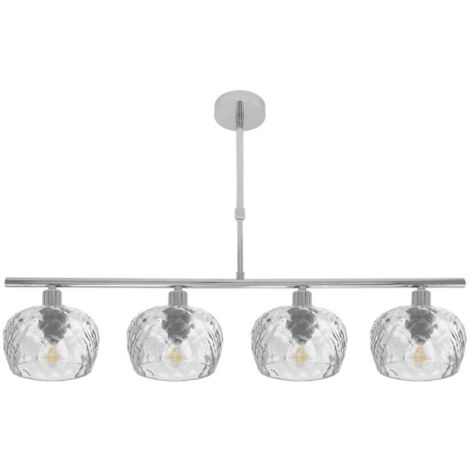 FABRILAMP Estela Lampe 4xe14 Chrome Regx75x13 Cm avec abat-jour en cristal taillé transparent