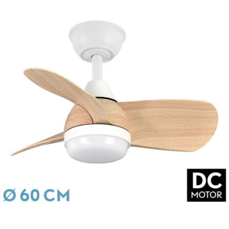 FABRILAMP Ventilateur Dc 24w Pirdo White/Beech 3 Blades 60d 2400lm 6 Speeds 3000-4500-6000k/Quake, Memory & Timer