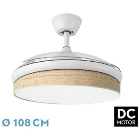 Ventilateur dc fashion 72w blanc/marron clair 108d 3asps 7200lm 3000k,4000k,6000k remote+memory+timer (1/2)
