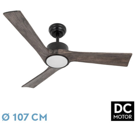 Abrila - Ventilateur DC ORINOCO Noir avec three Oak Blades avec 6 vitesses réglables avec 3 températures ofLight Télécommande incluse (1/2)