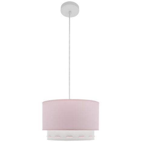 Fabrilamp – Pendentif suspension E27 rose 30 cm – Abat-jour double réglable – Luminaire chambre enfant – Design moderne - regx30x30