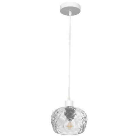 Suspension Stela 1xE27 Blanc 13x13 cm Abat-jour en verre transparent (1/2)
