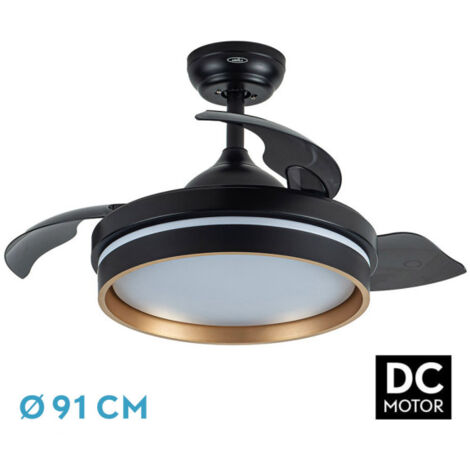 FABRILAMP Ventilateur Dc Nalon 48w Black/gold 3steps 91d 4800lm 6vel 3000k,4500k,6000k Remote+memory+timer (1/2)