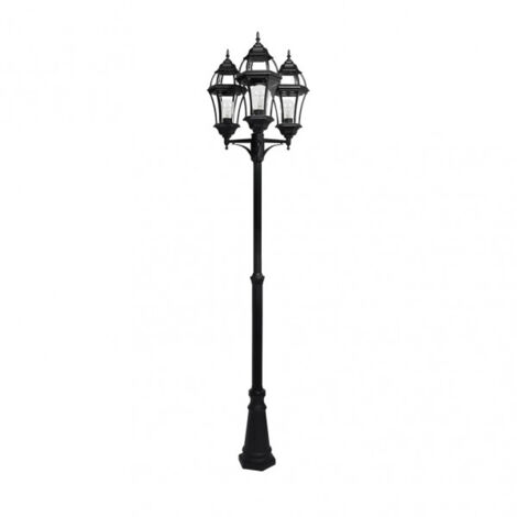 becrux aluminium outdoor street lamp 3xe27 black ip44 234x60x60x60 cm hauteur réglable ip44