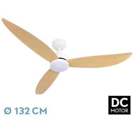 Abrila -Fan DC GENIL Colour White with three Beech Blades with 6 Adjustable Speeds with 3 Temperatures de Memory Light de Colour Remote Control Included (1/2)