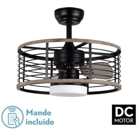 Ventilateur DC 24 W 2540 lm 50 cm 3 pales Noir/Bois Série Pella (1/4)