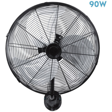 Fabrilamp – Ventilateur mural 90W oscillant – 3 vitesses réglables – Couleur noir/argent – Idéal pour espaces confinés – Moteur performant (1/2)