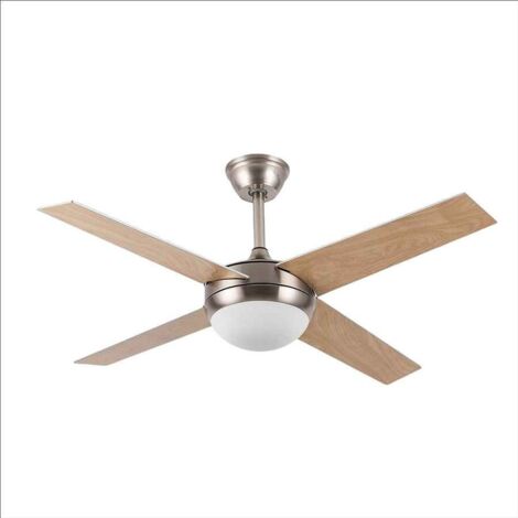DC Ciro Ventilateur de Plafond 2xE27 Nickel 4 Pales Hêtre Argenté (1/2)