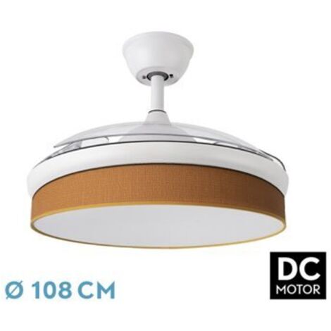 Fan DC FASHION - Fan White with three ABS Folding Blades and Orange Diffuser 6 Adjustable Speeds 3 Temperatures 3 Lights with Timer and Remote Control Included (1/2)