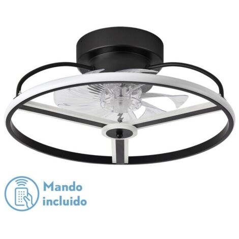 FABRILAMP Ventilateur 60w Dc Bora Black 8 pales Transp. 18x50x50cm 6 Vel. 3 Couleurs / Earthquake, Memory, Timer And Dimmer 5100lm (1/4)