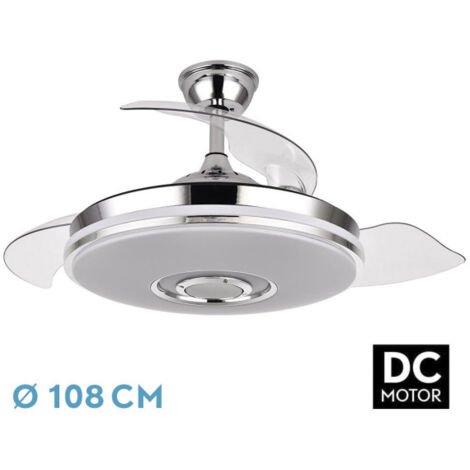 Fabrilamp – Ventilateur de plafond DC Noto 72W – 6120 lumens RGB – 3 pales démontables – Télécommande Bluetooth avec mémoire – 6 vitesses