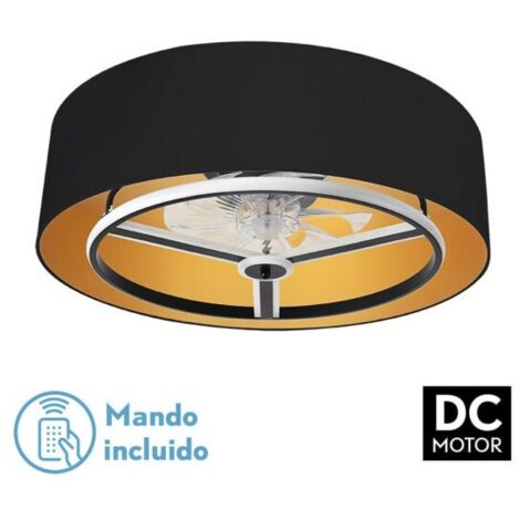 FABRILAMP Ventilateur Dc Anuska 60w Noir/or 8 pales 6 vitesses 70d 5100lm 3 couleurs Télécommande, mémoire, variateur, minuterie (1/3)