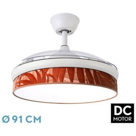 Abrila - Ventilateur DC FASHION White with three ABS Folding Blades and Diffuser de Heater Blade 6 Adjustable Speeds 3 Temperatures de Light Timer and Remote Control Included (1/2)