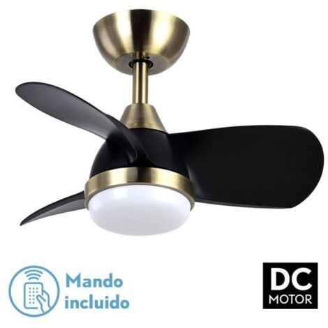 DC Pirdo Ventilateur de Plafond Cuir Noir 24W 3 Pales (1/2)