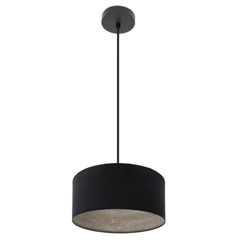FABRILAMP Pendentif Tania 1xe27 Noir/bois noir Gris Regx30x30 Cm (1/2)