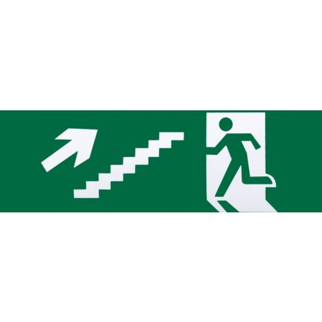 Autocollant sortie de sortie de secours escalier droit 6,5x20 cm