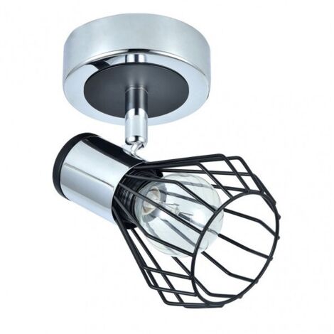 FABRILAMP Spot avec abat-jour en métal modèle MATEO Chrome/noir (1/3)