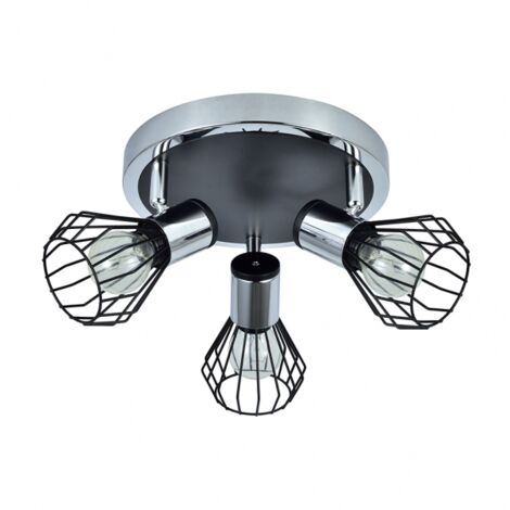 FAB 142283009  Plafonnier Mateo 3xe14 Chrome / noir 15x28x28 Cm (1/3)
