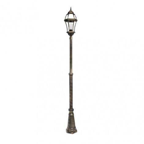 becrux aluminium lampadaire extérieur 1xe27 noir/or ip44 234x25x25 cm réglable en hauteur