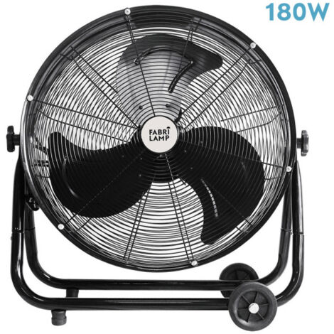 Fabrilamp – Ventilateur industriel 180W – 3 vitesses réglables – Dimensions 67,5x75x41 cm – Moteur AC – Orientation ajustable pour flux d'air ciblé