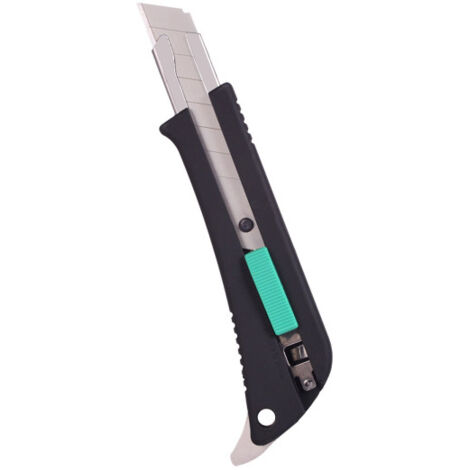 Cutter rétractable noir précis de 18 mm avec verrouillage de sécurité ergonomique et guide en acier inoxydable 1,8x16,5x5 cm (1/3)