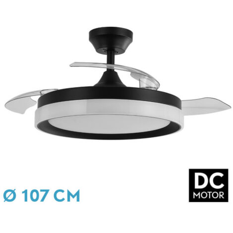 Abrila - Ventilateur DC ZENIT Noir avec three Deployable Blades with 6 Adjustable Speeds with 3 Temperatures ofLight Remote Control Included (1/2)