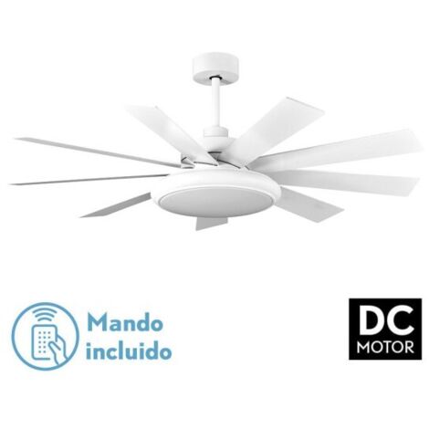 Ventilateur de Plafond DC Pireo 36W Blanc 9 Pales Hêtre Blanc (1/5)
