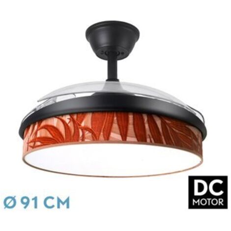 Abrila - Ventilateur DC FASHION - Noir avec three ABS Deployable Blades and Diffuser de Heater Blade 6 Adjustable Speeds 3 Temperatures 3 Lights with Timer and Remote Control Included (1/2)