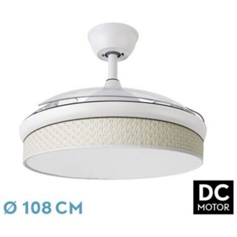 Fan DC FAN - FASHION - Colour Blanco avec three ABS Deployable Blades and Canopy Diffuser Blanco 6 vitesses réglables 3 températures ofLight Timer and Remote Control Included (1/2)