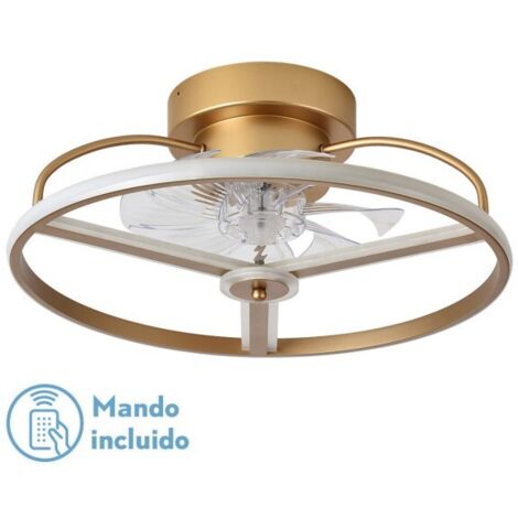 FABRILAMP Ventilateur 60w Dc Bora Gold 8 pales Transp.18x50x50cm 6 Vel. 3 Couleurs / Earthquake, Memory, Timer & Dimmer 5100lm (1/4)