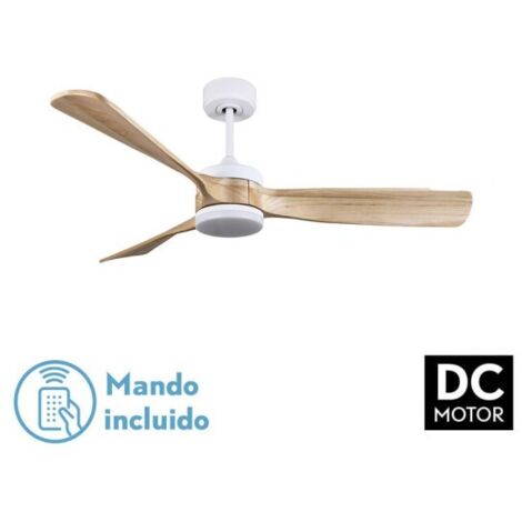 Ventilateur de Plafond DC Oriente 26W Blanc 3 Pales en Hêtre (1/2)