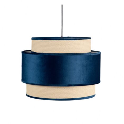 Fabrilamp – Suspension 3 abat-jour Adriano – Douille E27 – Abat-jour en toile de jute bleu – Hauteur 35 cm – Tension 220-240 V – Installation en surface - Adriano1