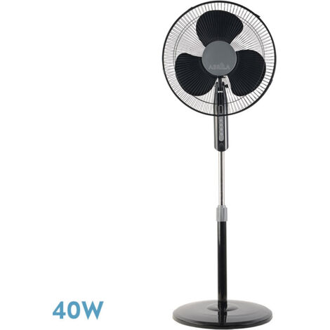 Fabrilamp – Ventilateur sur pied oscillant 40W – 3 vitesses réglables – Hauteur 105-130 cm – Métal et polycarbonate noir (1/2)