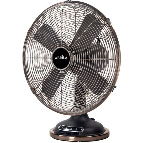 ventilateur de bureau capitol noir/cuivre 37w 3 vitesses 4asp fixe et rotatif 42x35x27cm