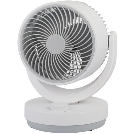 Ventilateur de table oscillant et réglable « Lagos » (moteur AC 35 W, 3 vitesses), blanc et gris (1/4)